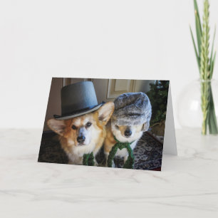 Kerstkaart met Corgi-kerstliedjeszangers Kaart