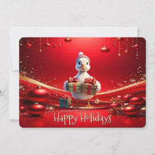 Kerstkaart met cute eend