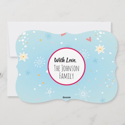 Kerstkaart met Dachshund, Pug en Vogel Flat Vakant (Achterkant)