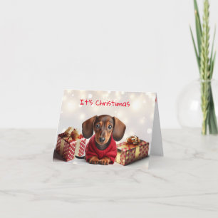 Kerstkaart met Dachshund Puppy Kaart