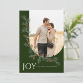 Kerstkaart met denneappelboeket Groen (Staand voorkant)