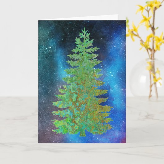 Kerstkaart met dennenboom kaart (Gele Bloem)