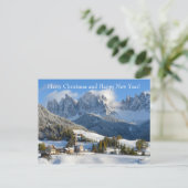 Kerstkaart met dolomietendorp in de winter feestdagenkaart (Staand voorkant)