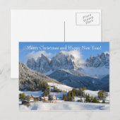 Kerstkaart met dolomietendorp in de winter feestdagenkaart (Voorkant / Achterkant)