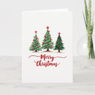 Kerstkaart met drie waterverfdennen kaart