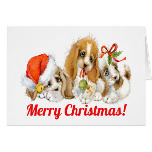 kerstkaart met edele Puppies