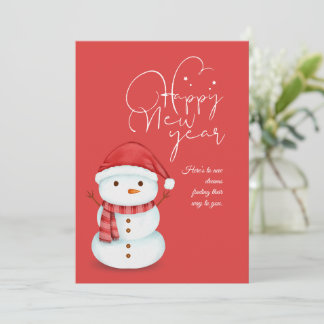 Kerstkaart met een gelukkig nieuwjaar en een rode 