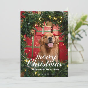 Kerstkaart met een Golden Retriever