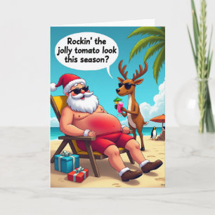 Kerstkaart met een grappige stranddag voor Kerstma Kaart