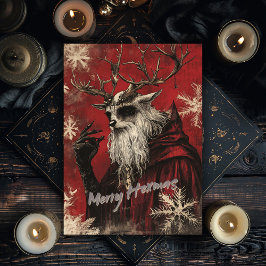 Kerstkaart met een heksenthema notitiekaartje