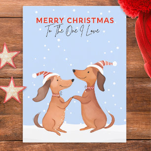 Kerstkaart met een illustratie van twee schattige briefkaart