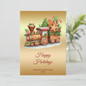 Kerstkaart met een peperkoek trein (Staand voorkant)