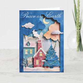 Kerstkaart met een speelse knip-papier ontwerp feestdagen kaart