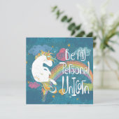 Kerstkaart met eenhoorn (Staand voorkant)