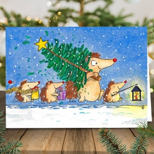 Kerstkaart met egels kaart