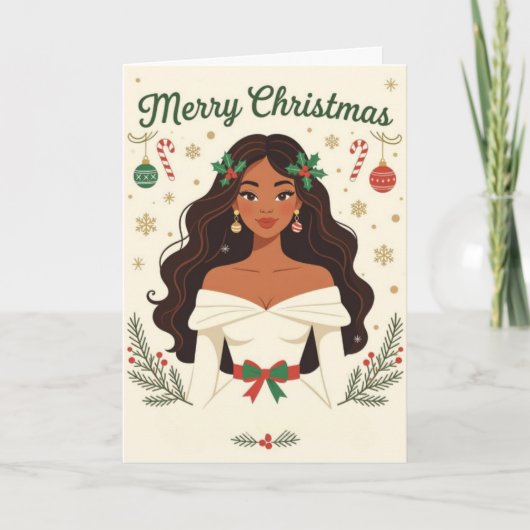 Kerstkaart met Elegantie en Glamour Feestdagen Kaart (Voorkant)