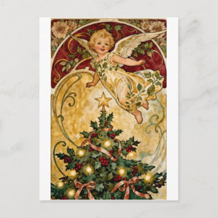Kerstkaart met engelachtige baby feestdagenkaart