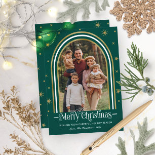 Kerstkaart met familiefoto en boogframe