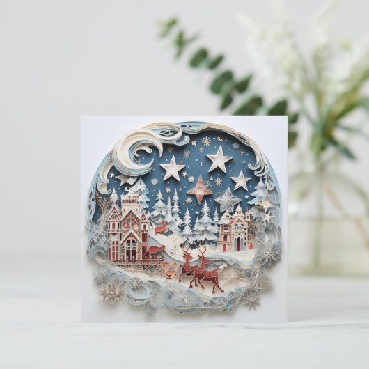 Kerstkaart met feestelijke decoratie (Staand voorkant)