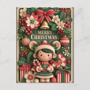 Kerstkaart met feestelijke groet briefkaart