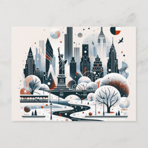 Kerstkaart met feestelijke lichten van New York Ci Feestdagenkaart