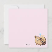 Kerstkaart met feestneuzen mopshonden (Achterkant)