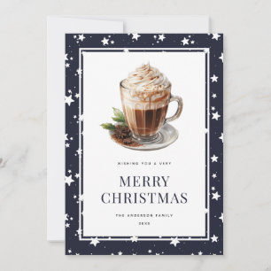 Kerstkaart met Festieve Blauwe Warme Chocolade