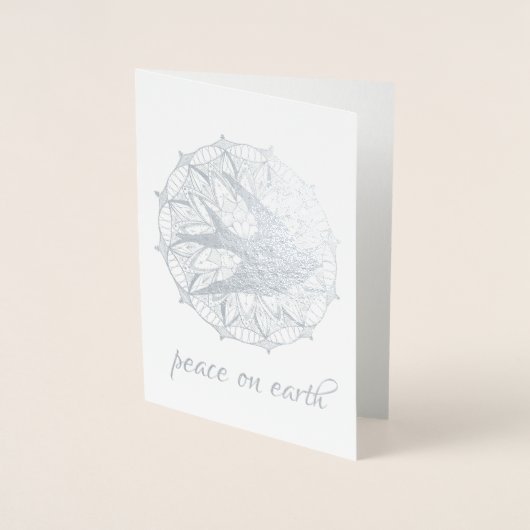 Kerstkaart met folie en vredesduif-mandala folie kaarten (Voorkant)