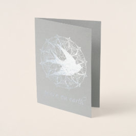 Kerstkaart met folie en vredesduif-mandala kaarten