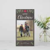 Kerstkaart met folkloristisch bloemmotief (Staand voorkant)