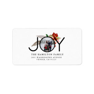 Kerstkaart met foto en retouradres etiket