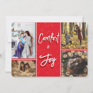 Kerstkaart met foto en 'Troost en vreugde' in het  Kaart