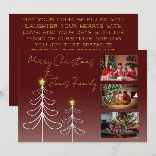 Kerstkaart met foto en wit boomontwerp