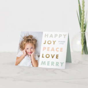 Kerstkaart met foto in vetgedrukte letters feestdagen kaart