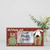 Kerstkaart met foto van hond en kat (Staand voorkant)