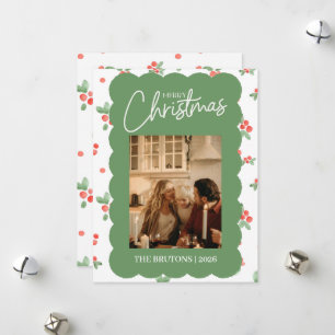 Kerstkaart met foto van hulstschelp