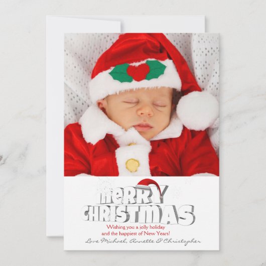 Kerstkaart met foto van Kerstmannen hoed (Voorkant)