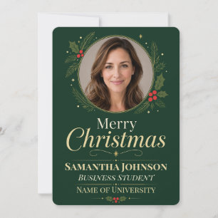 Kerstkaart met foto van student Merry Christmas