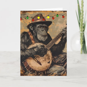 KERSTKAART MET FUNNY CHIMPANSEE KAART
