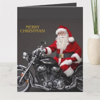 Kerstkaart met gevouwen Biker Kerstman Kaart