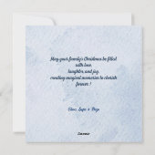 Kerstkaart met gezellige kerstvreugde, sneeuwman e (Achterkant)