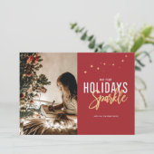 Kerstkaart met glansfoto (Staand voorkant)