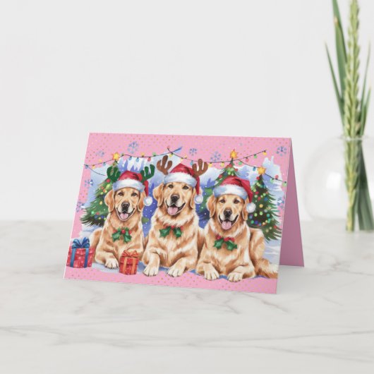 Kerstkaart met Golden Retriever (Voorkant)