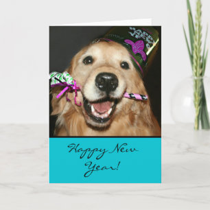 Kerstkaart met Golden Retriever Gelukkig Nieuwjaar Feestdagen Kaart
