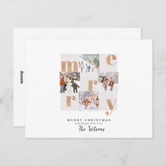 Kerstkaart met goud en wit (Voorkant / Achterkant)