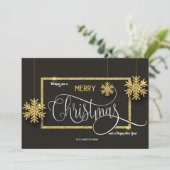 Kerstkaart met Gouden Sneeuwvlokken (Staand voorkant)