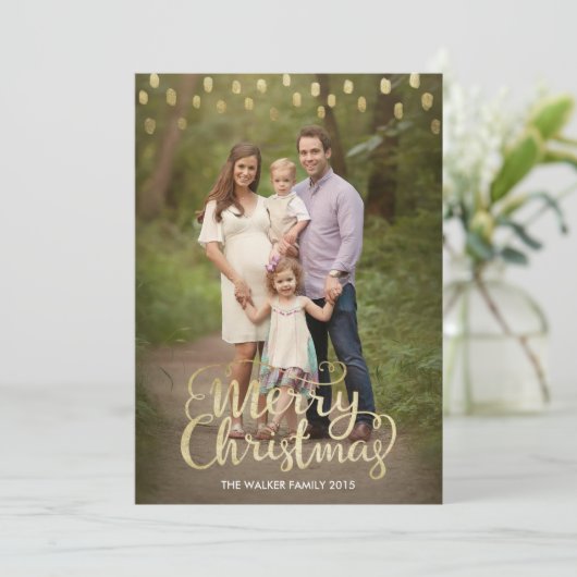 kerstkaart met goudfolie, effect (Staand voorkant)