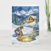 Kerstkaart met goudmijnbouw feestdagen kaart (Voorkant)