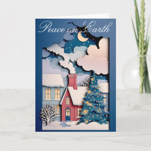 Kerstkaart met grillig ontwerp van geknipt papier kaart