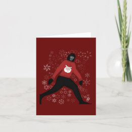 kerstkaart met groot voetje en santa feestdagen kaart